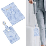 Maxbell Passport Cover and Luggage Tag Set Travel for Unisex Registration Plate Deep Blue