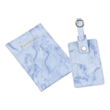 Maxbell Passport Cover and Luggage Tag Set Travel for Unisex Registration Plate Deep Blue