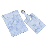 Maxbell Passport Cover and Luggage Tag Set Travel for Unisex Registration Plate Deep Blue