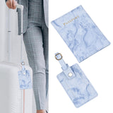 Maxbell Passport Cover and Luggage Tag Set Travel for Unisex Registration Plate Deep Blue