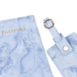 Maxbell Passport Cover and Luggage Tag Set Travel for Unisex Registration Plate Deep Blue