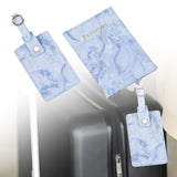 Maxbell Passport Cover and Luggage Tag Set Travel for Unisex Registration Plate Deep Blue