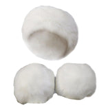 Maxbell Faux Fur Cuffs Headband Arm Warmer for Cold Winter Halloween Decorations White