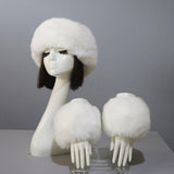 Maxbell Faux Fur Cuffs Headband Arm Warmer for Cold Winter Halloween Decorations White