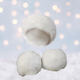 Maxbell Faux Fur Cuffs Headband Arm Warmer for Cold Winter Halloween Decorations White