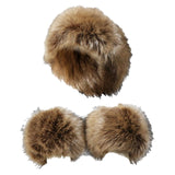 Maxbell Faux Fur Cuffs Headband Arm Warmer for Cold Winter Halloween Decorations Brown