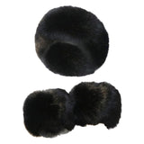 Maxbell Faux Fur Cuffs Headband Arm Warmer for Cold Winter Halloween Decorations Black