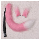 Maxbell Faux Fur Ears and Tail Set Fancy Dress Costume for Birthday Carnival Party Pink