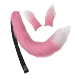 Maxbell Faux Fur Ears and Tail Set Fancy Dress Costume for Birthday Carnival Party Pink