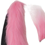 Maxbell Faux Fur Ears and Tail Set Fancy Dress Costume for Birthday Carnival Party Pink