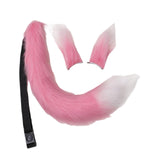 Maxbell Faux Fur Ears and Tail Set Fancy Dress Costume for Birthday Carnival Party Pink
