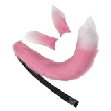 Maxbell Faux Fur Ears and Tail Set Fancy Dress Costume for Birthday Carnival Party Pink