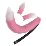 Maxbell Faux Fur Ears and Tail Set Fancy Dress Costume for Birthday Carnival Party Pink