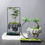 Maxbell Multifunctional Bonsai Planter Basket Planter for Patio Bedroom Decoration Style A Dark Gray