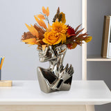 Maxbell stylish Pot Creative Planting Pot for Home Office Tabletop Decor Silver
