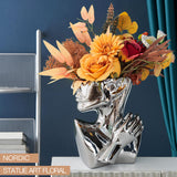 Maxbell stylish Pot Creative Planting Pot for Home Office Tabletop Decor Silver