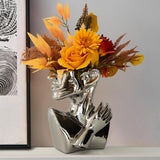Maxbell stylish Pot Creative Planting Pot for Home Office Tabletop Decor Silver