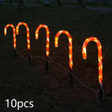 Maxbell 10Pcs USB Christmas Candy Cane Lights Waterproof Pathway Lamp for Outdoors