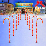 Maxbell 10Pcs USB Christmas Candy Cane Lights Waterproof Pathway Lamp for Outdoors