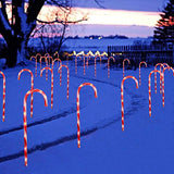 Maxbell 10Pcs USB Christmas Candy Cane Lights Waterproof Pathway Lamp for Outdoors