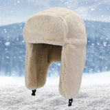 Maxbell Winter Trapper Hats Bomber Hats with Earflaps Ski Caps for Unisex Biking Beige