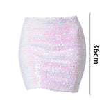 Maxbell Fashion Women Skirts Girl Mini Sequin Short Bling Wrap Skirt Streetwear white