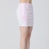 Maxbell Fashion Women Skirts Girl Mini Sequin Short Bling Wrap Skirt Streetwear white