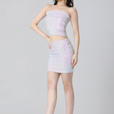Maxbell Fashion Women Skirts Girl Mini Sequin Short Bling Wrap Skirt Streetwear white