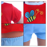 18 Inch Doll Red Top & Pants Perfect Fit for American Doll Dolls & More, Blue Short Pants and Red T-shirt with Bee Patterns - Aladdin Shoppers