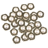 Maxbell 30 Pieces Vintage Crystal Pearl Button Flatback Wedding Craft Embellishment