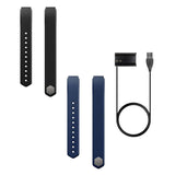 Maxbell 3.3Ft USB Charging Cable + Soft Adjustable Wrist Watch Band for Fitbit Alta