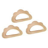 Maxbell 3 Pieces Natural Wooden Cloud Shape Baby Teether Teething Toy Shower Gift