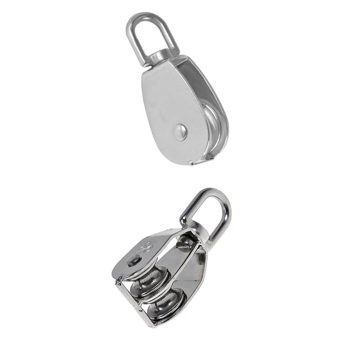 Maxbell Double+Single Pulley Swivel Sheave Rope Wheel Rope Tackle Block M20 Silver