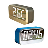 Maxbell 2Pieces Portable Mirror Alarm Clock Calendar Night Light Digital Alarm Clock