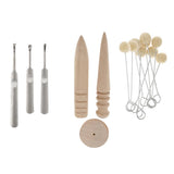 Maxbell 16 Pieces Leathercraft Edge Skiving Beveler with Wood Burnisher Wool Daubers