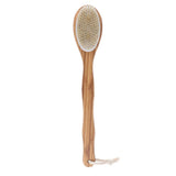 2 in 1 Dual Sides Elliptical Brush Natural Bristles Scrubber Long Handle SPA Shower Brush Bamboo Bath Brushes - Aladdin Shoppers