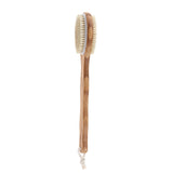 2 in 1 Dual Sides Elliptical Brush Natural Bristles Scrubber Long Handle SPA Shower Brush Bamboo Bath Brushes - Aladdin Shoppers