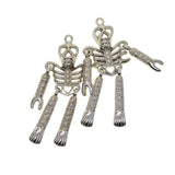 2 Pieces Antiqued Silver Tone Skeleton Body Skull Charm Pendants 84 x 34 mm / 3.31 x 1.34 inch for DIY Jewelry Craft Keychain Rings Bag Pendants Gift Accessories - Aladdin Shoppers