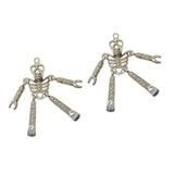 2 Pieces Antiqued Silver Tone Skeleton Body Skull Charm Pendants 84 x 34 mm / 3.31 x 1.34 inch for DIY Jewelry Craft Keychain Rings Bag Pendants Gift Accessories - Aladdin Shoppers