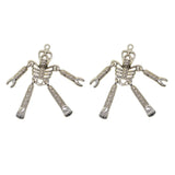 2 Pieces Antiqued Silver Tone Skeleton Body Skull Charm Pendants 84 x 34 mm / 3.31 x 1.34 inch for DIY Jewelry Craft Keychain Rings Bag Pendants Gift Accessories - Aladdin Shoppers