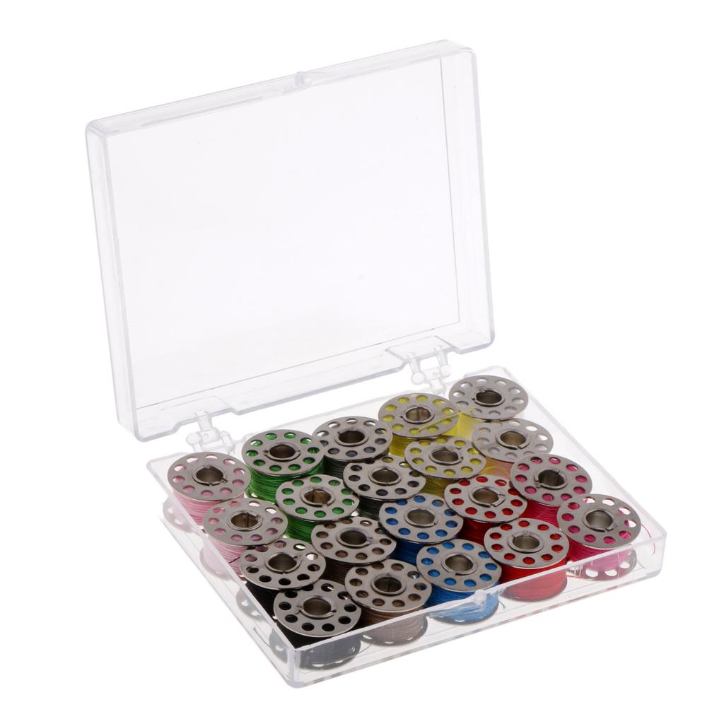 20 Pieces Cotton Colorful Sewing Thread + 20 Grid Stainless Steel Machine Bobbins - Aladdin Shoppers