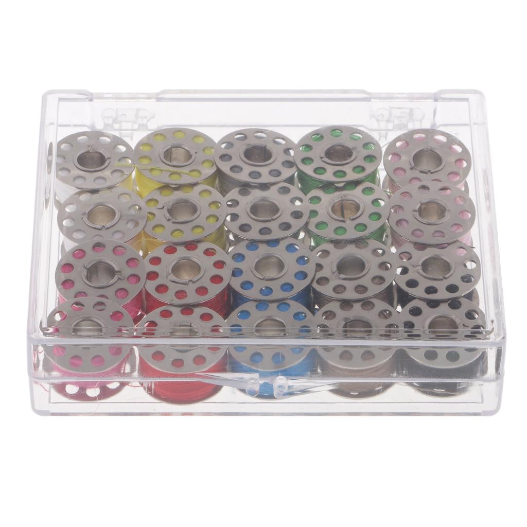 20 Pieces Cotton Colorful Sewing Thread + 20 Grid Stainless Steel Machine Bobbins - Aladdin Shoppers