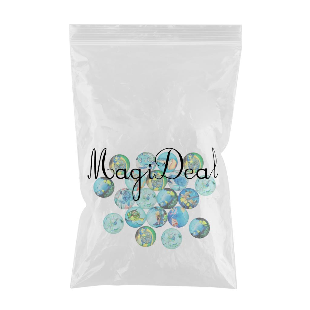 20 Pieces Sea World Style Multifunction Flatback Fridge Magnet Glass Cabochons Floral Dome Flat Back Scrapbook Decors 12mm - Aladdin Shoppers
