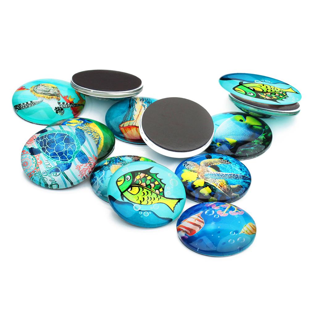 20 Pieces Sea World Style Multifunction Flatback Fridge Magnet Glass Cabochons Floral Dome Flat Back Scrapbook Decors 12mm - Aladdin Shoppers