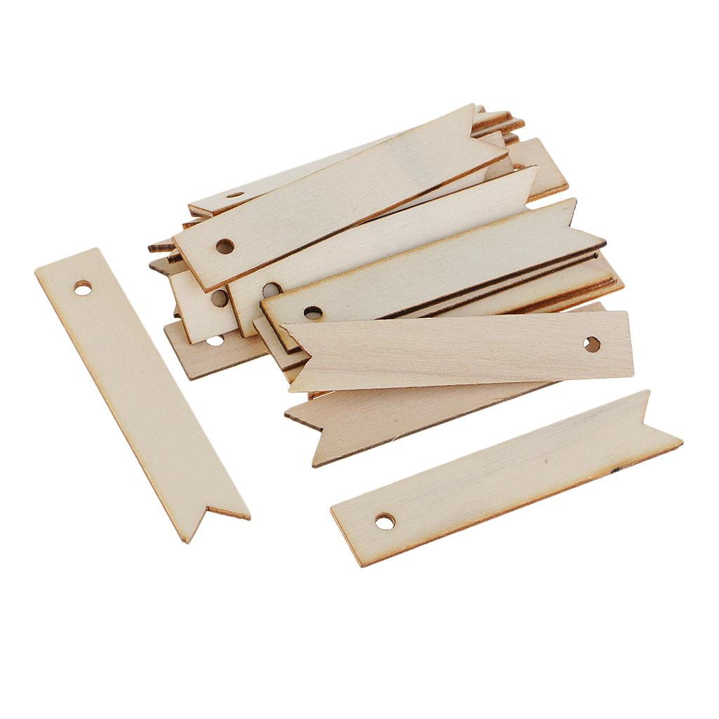 20 Pieces Wood Hanging Craft Pendant Tag Sewing Scrapbooking Rectangle Hanging Tags - Aladdin Shoppers