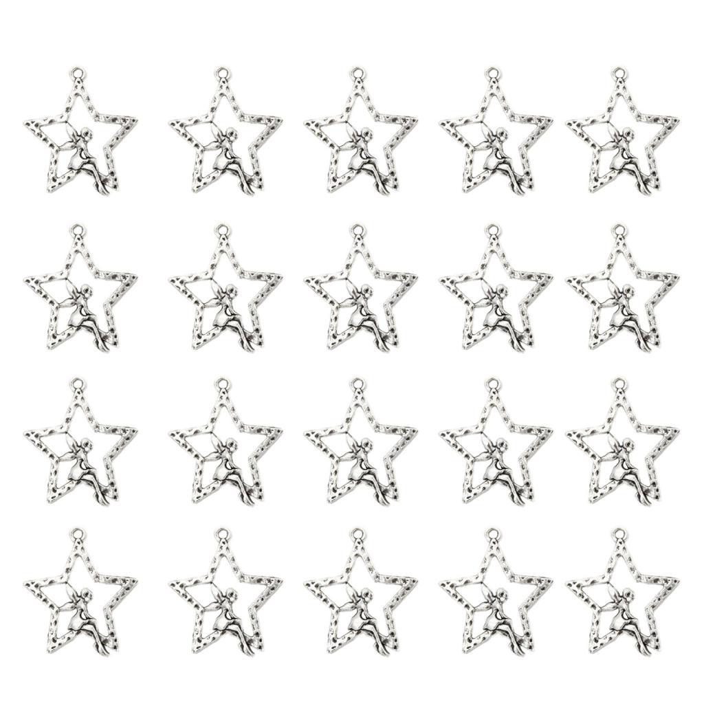 20 Pieces/Lot DIY Crafts Vintage Zinc Alloy Accessories Star Charm Pendants - Aladdin Shoppers