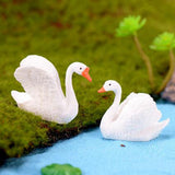 2Pcs Miniature Swan Fairy Garden Micro Landscape Decor Bonsai DIY Craft Gift - Aladdin Shoppers