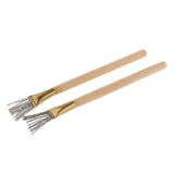 2pcs Wooden Handle Design Clay Pottery Ceramic Soap Engraving/Scraping Tools Stainless Steel Wire Brush/Scraper - Aladdin Shoppers