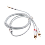 3.5mm Stereo Male Plug to 2 RCA Audio Male Adapter Speaker Cable Cord White - Aladdin Shoppers