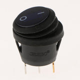 3 pieces Waterproof Round Illuminated Rocker Switch, ON-OFF Action, Blue LED , 0.7" Quick Connect Terminals, 12V/200V - Aladdin Shoppers